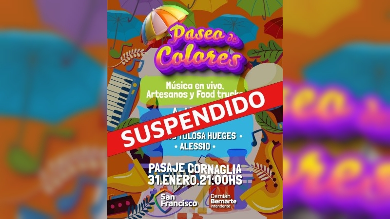 Se suspendió la edición de esta noche del Paseo de Colores