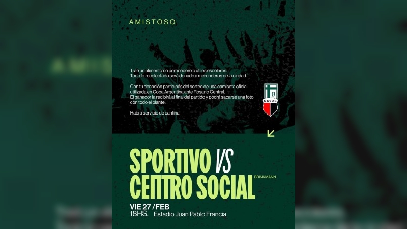 Sportivo Belgrano y Centro Social de Brinkmann juegan un amistoso solidario en el Juan Pablo Francia