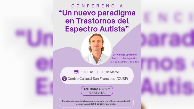 Charla sobre autismo y neurodiversidad con el Dr. Nicolás Loyacono en el Centro Cultural San Francisco