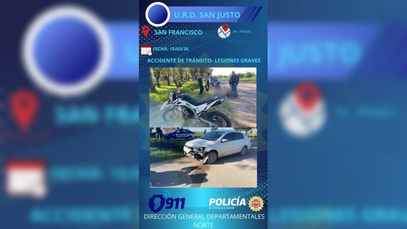 Accidente de tránsito: un motociclista terminó en el hospital 