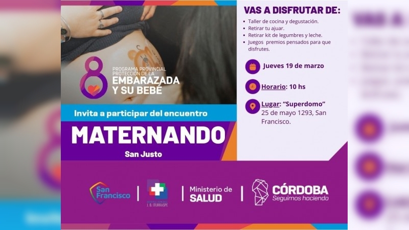Este jueves se llevará a cabo el encuentro Maternando San Justo