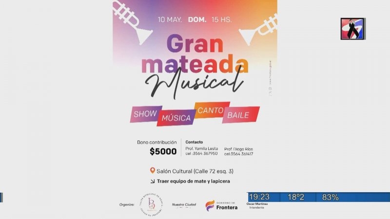 Frontera invita a disfrutar de una gran mateada musical en el Salón Cultural