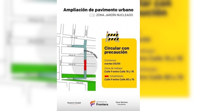 Frontera: Ampliación de pavimento urbano. Comienza la obra en la zona del jardín Nucleado 