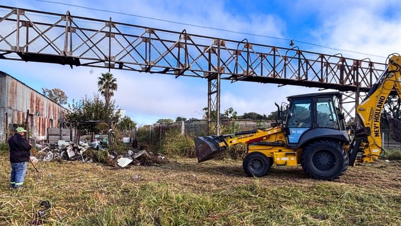 Avanzan los trabajos de limpieza y mantenimiento en el predio del Ferrocarril Belgrano