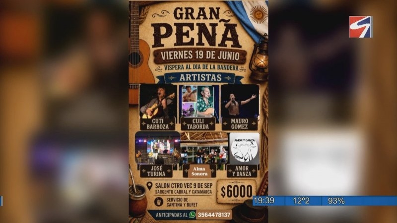 Gran Peña con música y tradición: preparan una noche especial en San Francisco